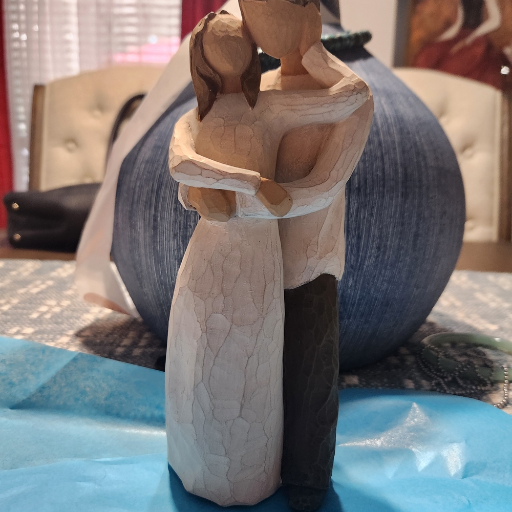 Willow Tree Embrace Sculpture - Cream and Brown